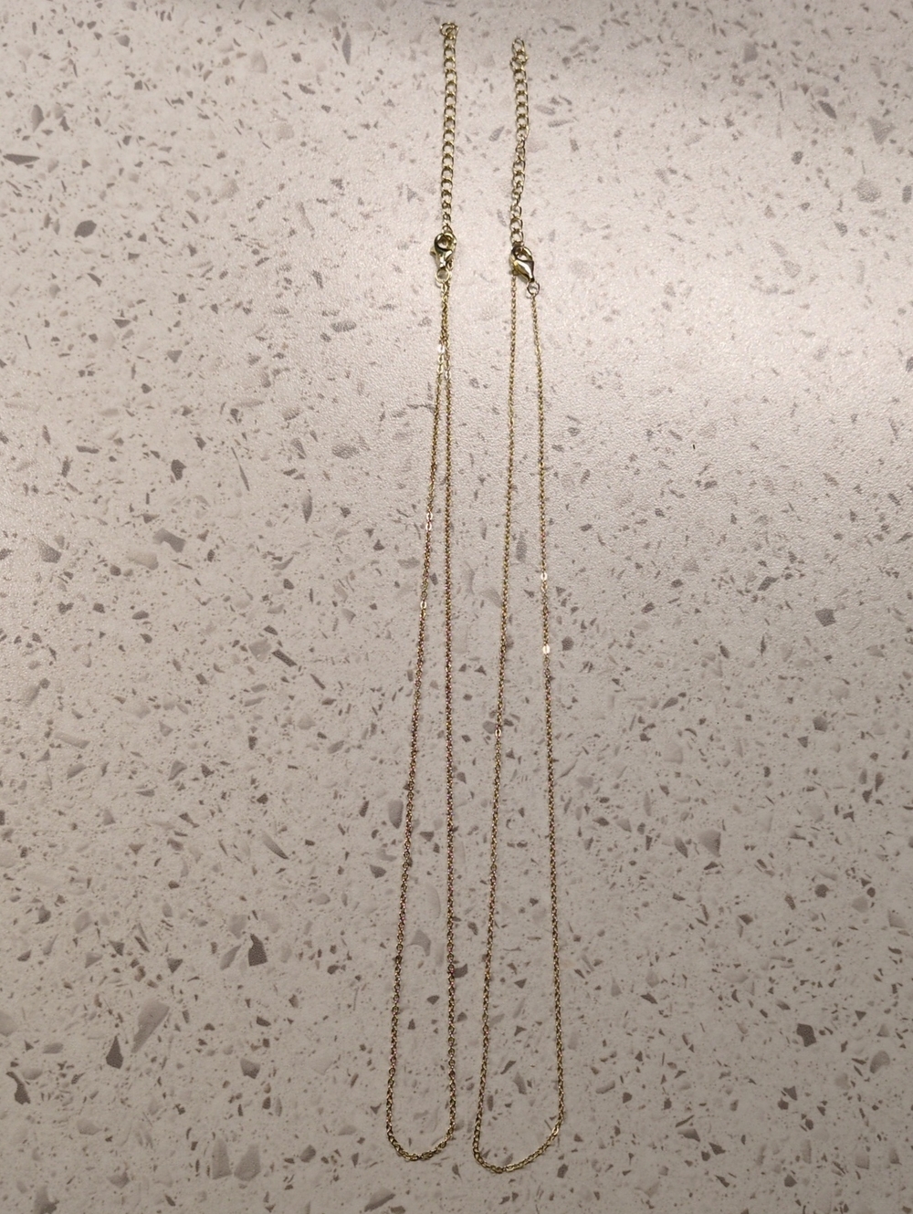 Set Of 2 Gold-tone Sterling Silver Delicate Chain Necklacs
